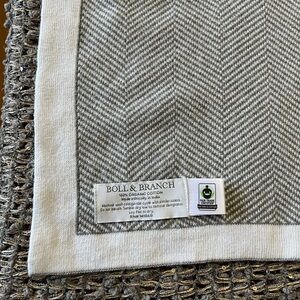 Boll & Branch Gray Herringbone Throw Blanket/Baby Blanket